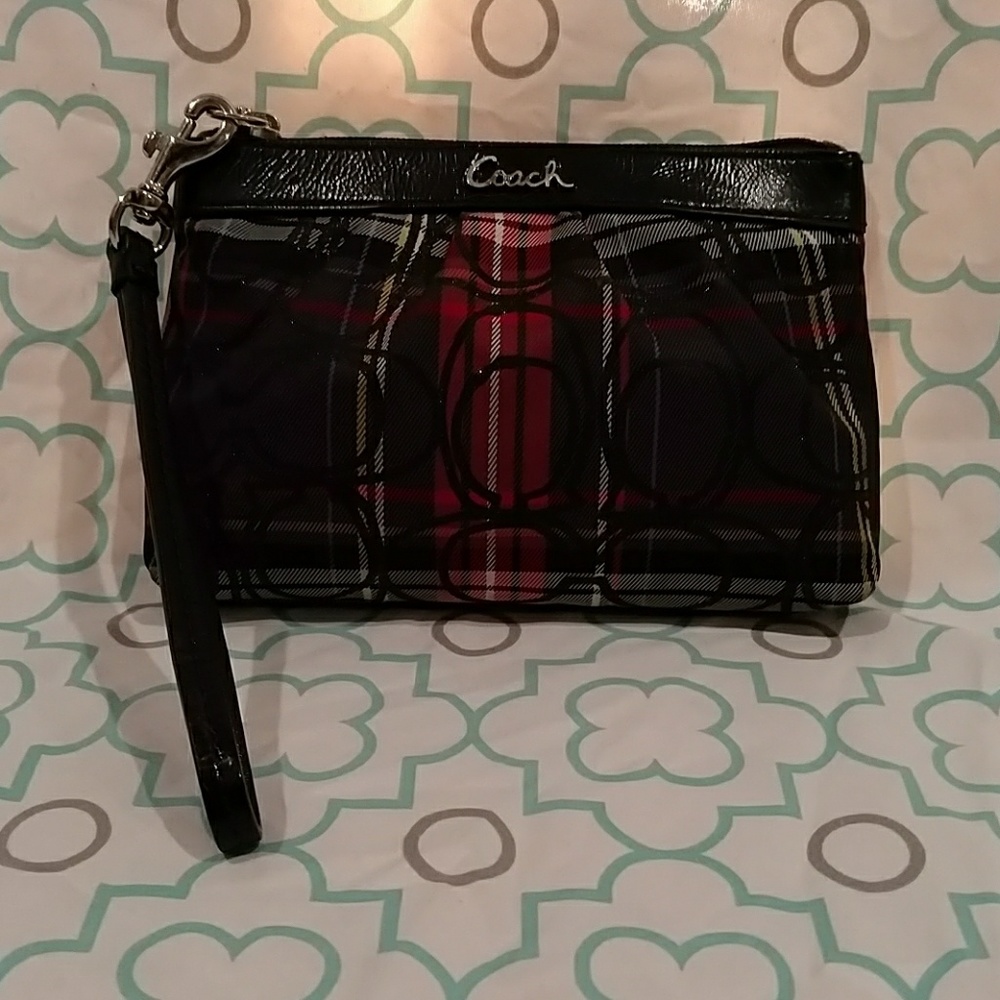 Plaid Coach Wristlet
